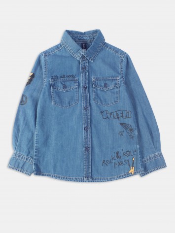 IDEXE fiú rock mintás hosszú ujjú farmering