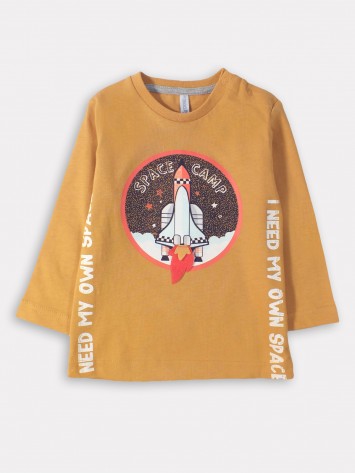 IDEXE űrhajómintás mustársárga felső