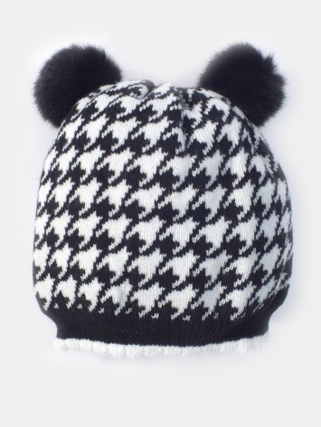 IDEXE fekete-fehér bojtos sapka