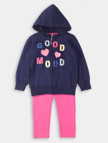 IDEXE lány feliratos sötétkék-rózsaszín melegítőszett