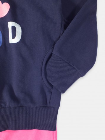 IDEXE lány feliratos sötétkék-rózsaszín melegítőszett