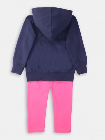 IDEXE lány feliratos sötétkék-rózsaszín melegítőszett