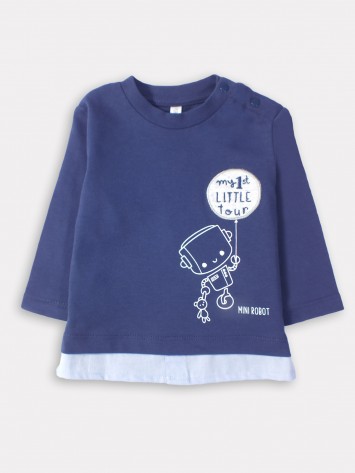 IDEXE robotmintás sötétkék felső