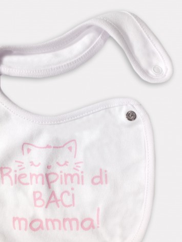 IDEXE cicamintás feliratos fehér előke