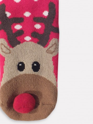 IDEXE lány rénszarvasmintás piros zokni