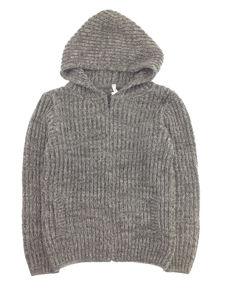 IDEXE szürke vastag kötött kapucnis pulóver