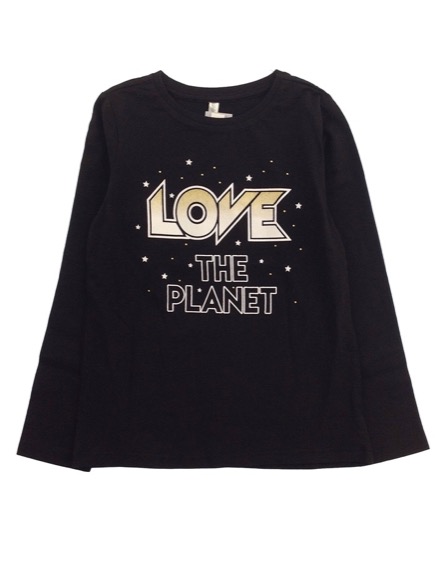IDEXE kislány feliratos fekete hosszú ujjú felső