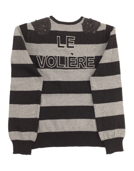 Le Volière szürke-fekete csíkos vékony pulóver