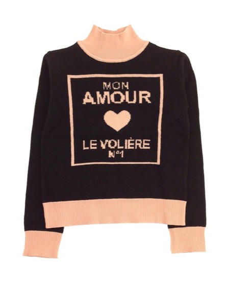 Le Volière feliratos vékony pulóver