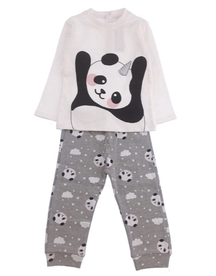 IDEXE kislány pandamintás fehér-szürke szett