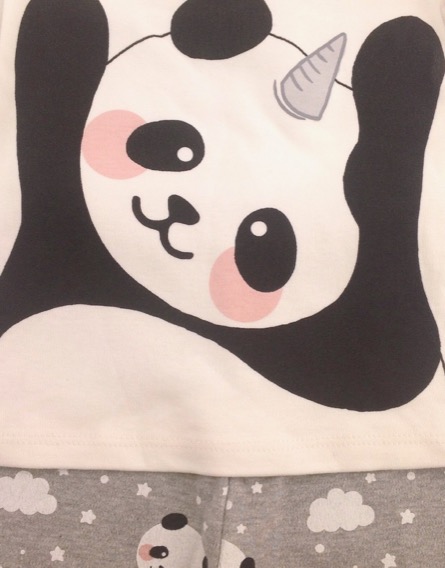 IDEXE kislány pandamintás fehér-szürke szett