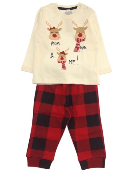 IDEXE karácsonyi rénszarvas mintás felső kockás nadrággal