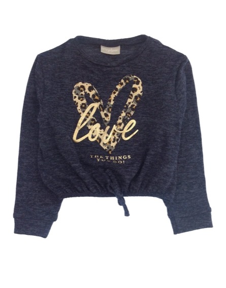 Matalan szivecske mintás sötétkék felső