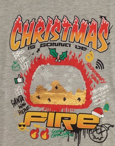 George karácsonyi mintás flitteres szürke póló