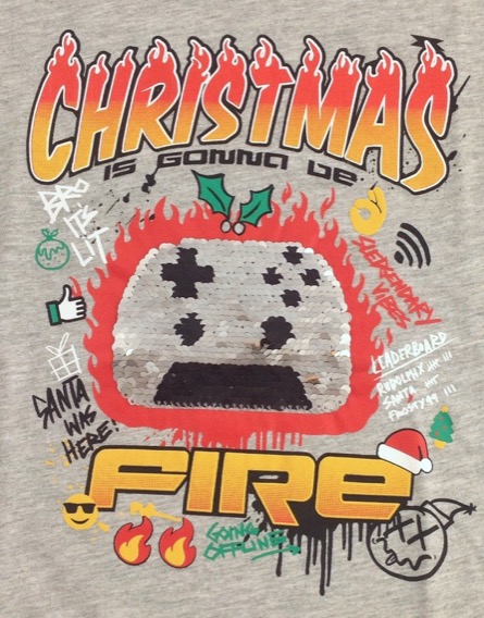 George karácsonyi mintás flitteres szürke póló