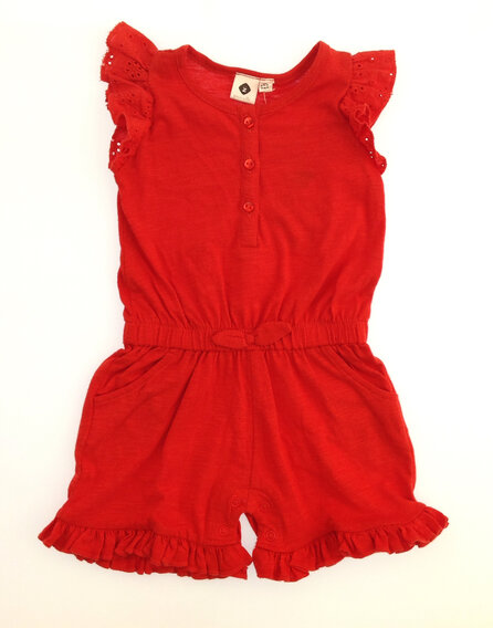 Z Generation piros madeiramintás romper