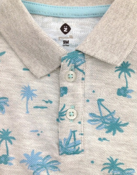 Z Generation pálmafamintás szürke ingpóló