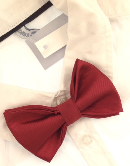 IDEXE fiú fehér hosszú ujjú ing piros csokornyakkendővel