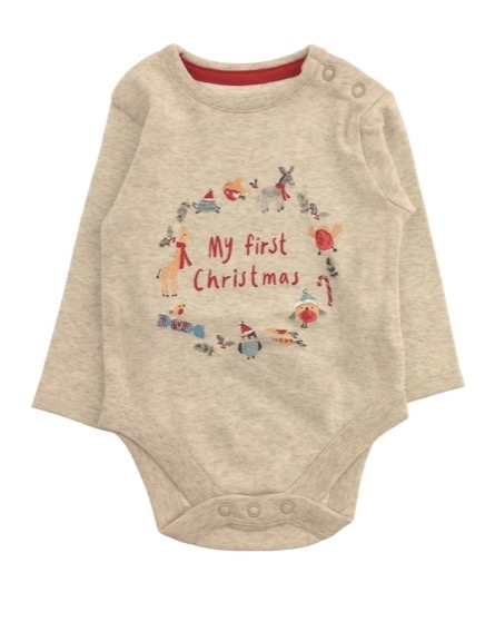 George állatka mintás szürke karácsonyi body